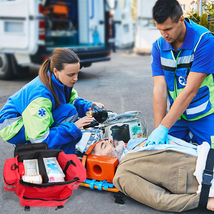 Vollständig ausgestattetes professionelles EMT/EMS-Trauma-Kit für Ersthelfer | HSA/FSA-zugelassen | Reflektierende Tasche mit 8 Reißverschlusstaschen und -fächern sowie über 200 Erste-Hilfe-Artikeln – Orange